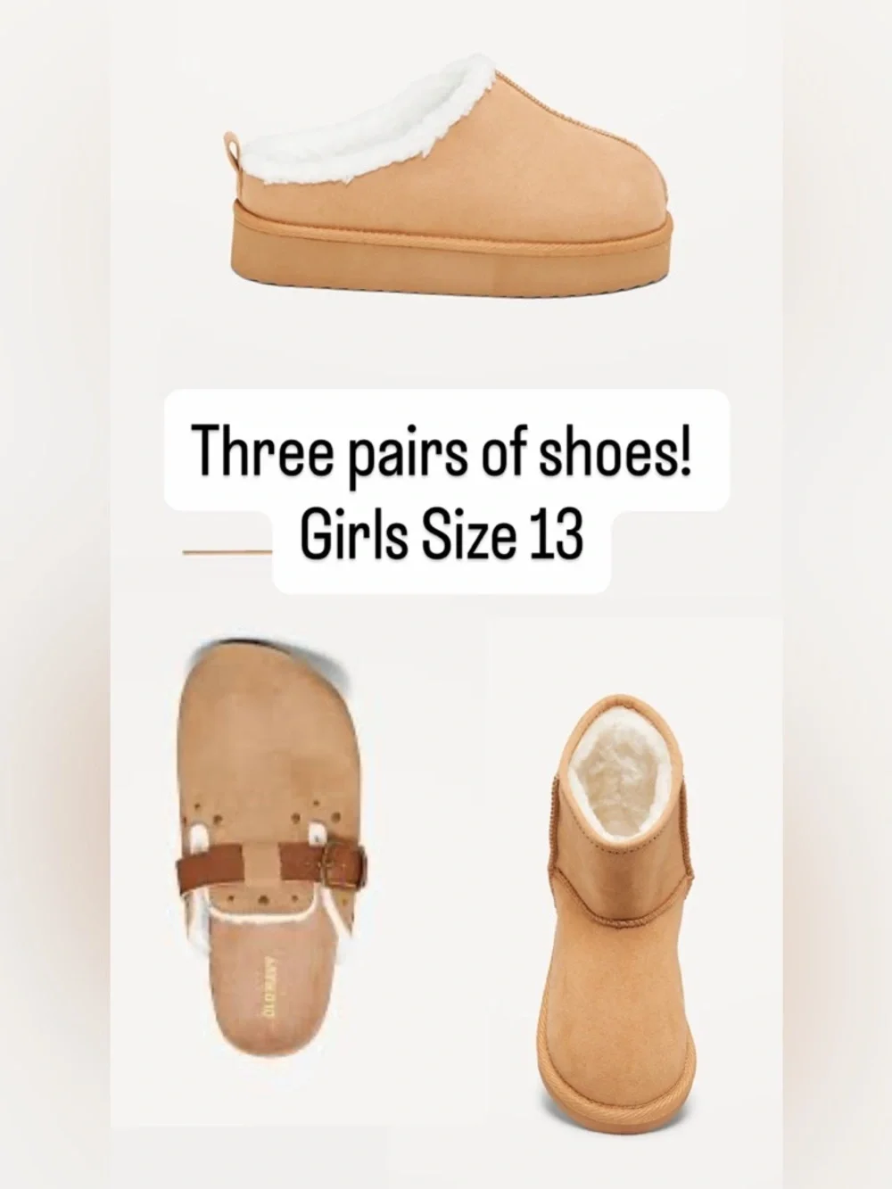 Old Navy Girls Size 13 Fleece-Lined Winter Shoes Bundle —| Boots, Mules & Clogs